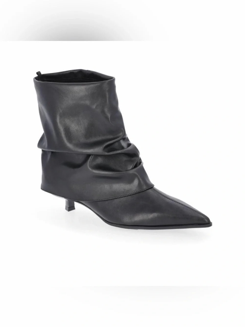 NWT Time and Tru Women's Black Slouchy Pointed-Toe Kitten Heel Boot